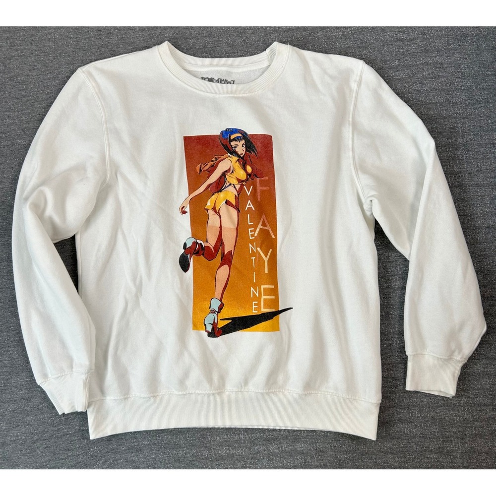 Cowboy Bebop Faye Valentine Anime‎ Graphic Sweatshirt White Crewneck Pullover M